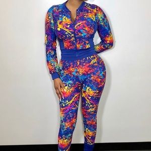 Multicolored two-Piece sports outfit